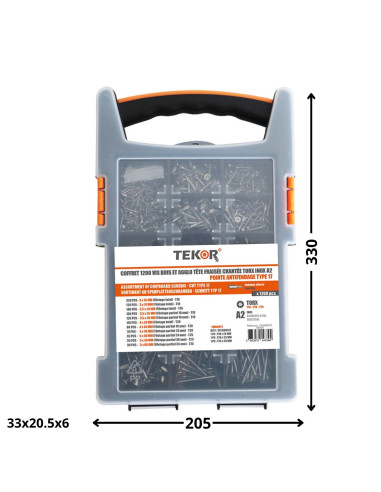 1 x Assortiment de 1200 Vis bois TEKOR Tête...