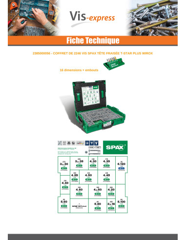 1 x Assortiment de 2446 Spax Tête fraisée...