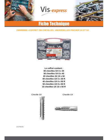 1 x Assortiment de 290 Cheville Universelle...