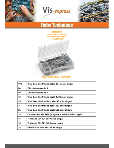 1 x Assortiment de Pitonnerie Acier zingué (415...