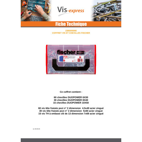 1 x Assortiment de Vis et Cheville Fischer FIXTAINER