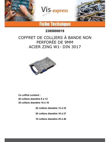 1 x Assortiment de 100 Colliers de serrage BANDE 9