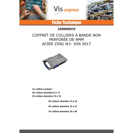 1 x Assortiment de 100 Colliers de serrage BANDE 9