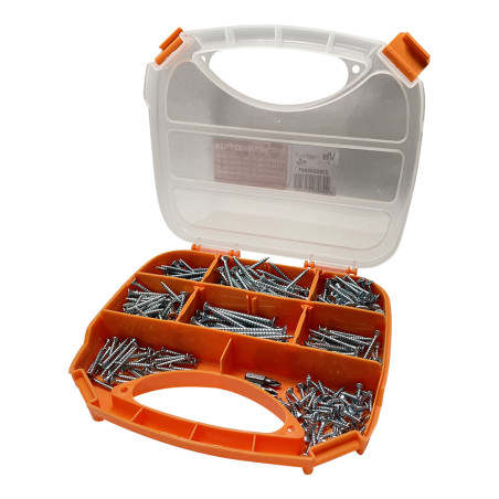 1 x Assortiment de 280 VBA Vis bois agglo Tête fraisée Pozi Acier zingué Embout