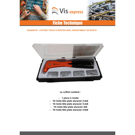 1 x Assortiment de pince à riveter Avec Rivets