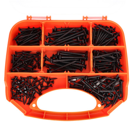 1 x Assortiment de 280 VBA Vis bois agglo Tête fraisée TORX Acier zingué noir Embout