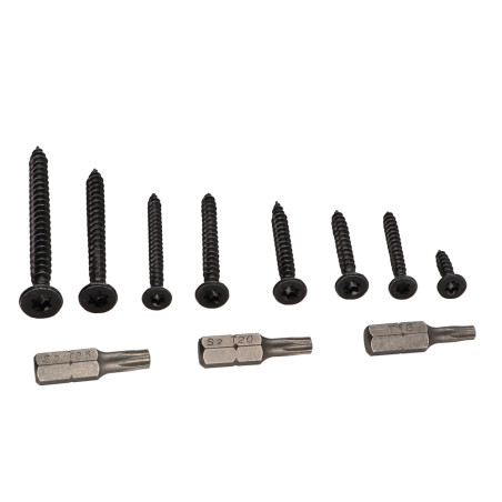 1 x Assortiment de 280 VBA Vis bois agglo Tête fraisée TORX Acier zingué noir Embout