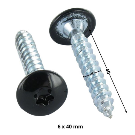1 x Vis Penture 6X40 Filetage partiel TORX T30 Acier zingué Laqué noir 9005
