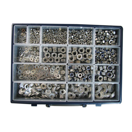 1 x Assortiment de 1760 Rondelle / Ecrou hexagonale / Ecrou frein Inox A2