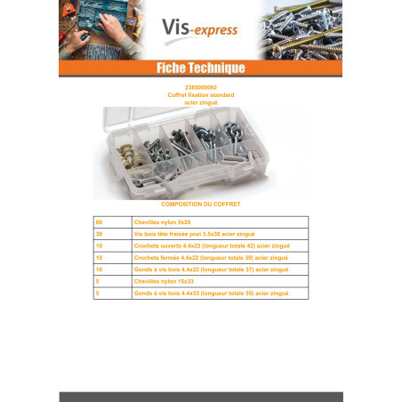 1 x Assortiment de fixations STANDARD 130 ELEMENTS