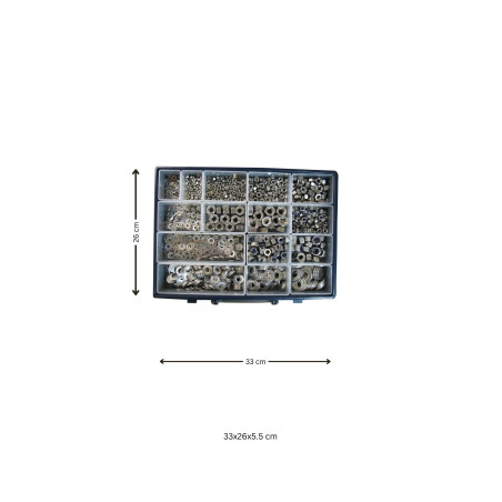 1 x Assortiment de 1760 Rondelle / Ecrou hexagonale / Ecrou frein Inox A2