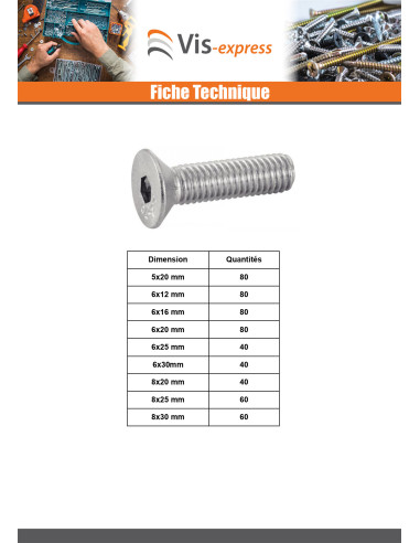 1 x Assortiment de 1240 Vis métaux FHC tête...