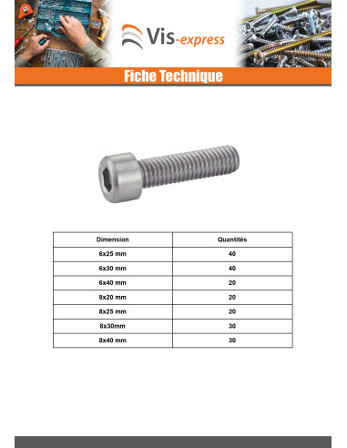 1 x Assortiment de 620 Vis métaux CHC BTR Inox A4