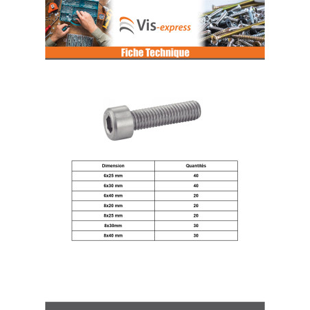 1 x Assortiment de 620 Vis métaux CHC BTR Inox A4