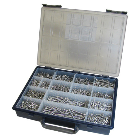1 x Assortiment de 1684 Vis tôle Tête fraisée Tête ronde TR Pozi Inox A2 Embout