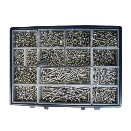 1 x Assortiment de 1684 Vis tôle Tête fraisée Tête ronde TR Pozi Inox A2 Embout