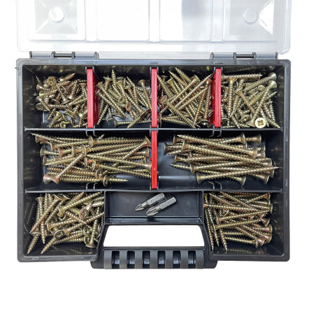 1 x Assortiment de 280 VBA Vis bois agglo Tête fraisée TORX Pointe antifendage type 17 Bichromaté