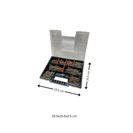 1 x Assortiment de 280 VBA Vis bois agglo Tête fraisée TORX Pointe antifendage type 17 Bichromaté