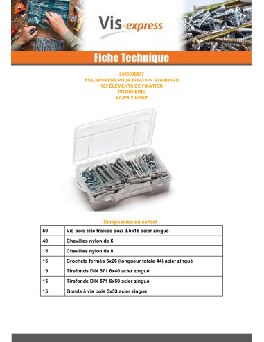 1 x Assortiment de Pitonnerie Acier zingué (135...