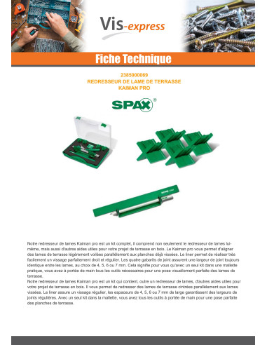 1 x Spax REDRESSEUR LAME De TERRASSE