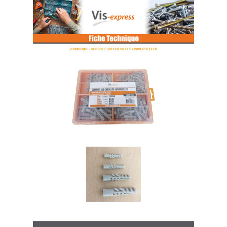 1 x Assortiment de 325 Cheville UNIVERSELLES