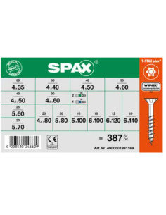 Assortiment de 364 Vis bois Tête fraisée T-STAR WIROX + 3...