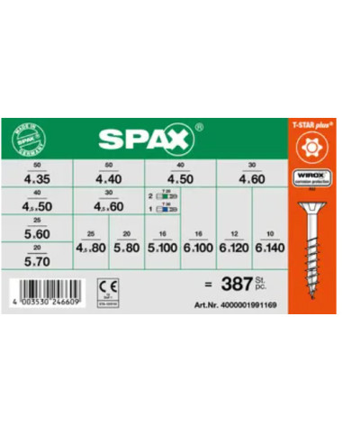 1 x Assortiment de 364 Vis bois Tête fraisée...
