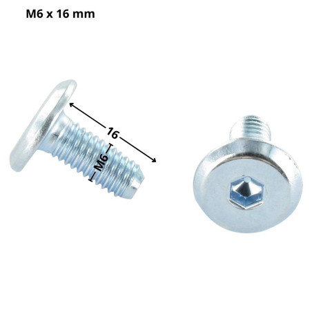 1 x Vis métaux tête plate Clé de 4 HC4 M6X16 Acier zingué