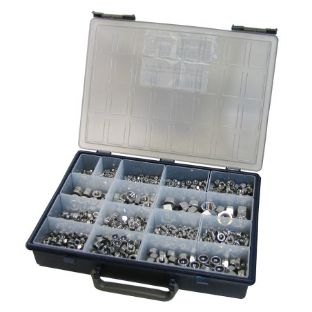 1 x Assortiment de 1140 Ecrou hexagonale /FREIN/BORGNE/OREILLE Inox A2