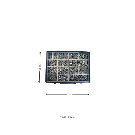 1 x Assortiment de 1140 Ecrou hexagonale /FREIN/BORGNE/OREILLE Inox A2