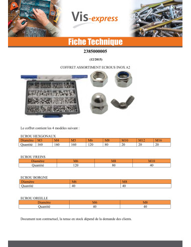 1 x Assortiment de 1140 Ecrou hexagonale...