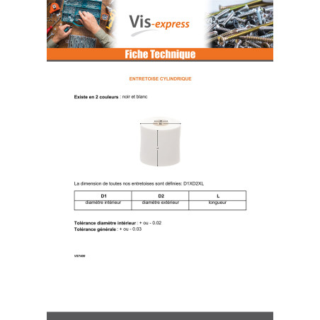 1 x Entretoise Cylindrique 13.2X25X21 Polyethylène noir
