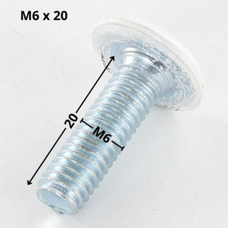 1 x Vis métaux tête plate Clé de 4 HC4 M6X20 Acier zingué Tête RAL9010 blanc pur