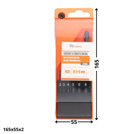 1 x Assortiment de 6 FORETS METAL HSS