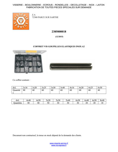 1 x Assortiment de 810 Goupille ELAST Inox A2