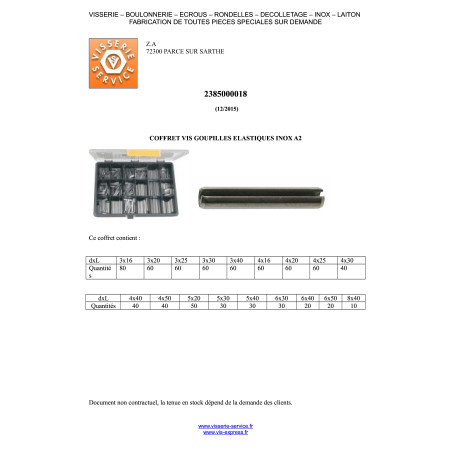 1 x Assortiment de 810 Goupille ELAST Inox A2