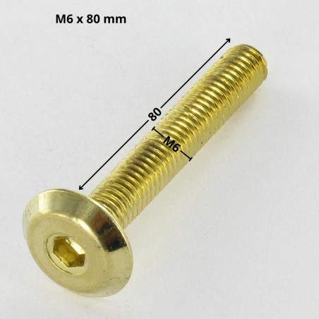 1 x Vis métaux tête plate Clé de 4 HC4 M6X80 Acier laitonne