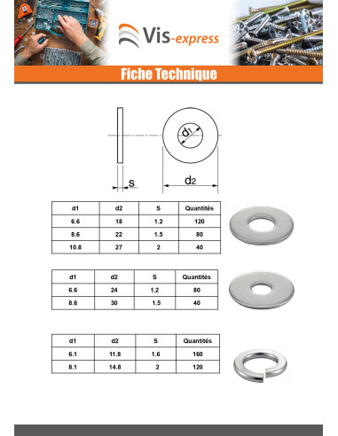 1 x Assortiment de 1530 Rondelle Inox A4