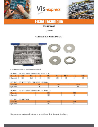1 x Assortiment de 1530 Rondelle Plate M L LL/...