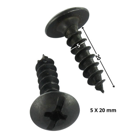 1 x Vis Penture Pozi N°3 5X20 Acier zingué noir