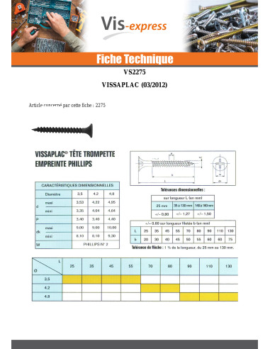 1 x Vis pour plaque de plâtre GFD Acier...