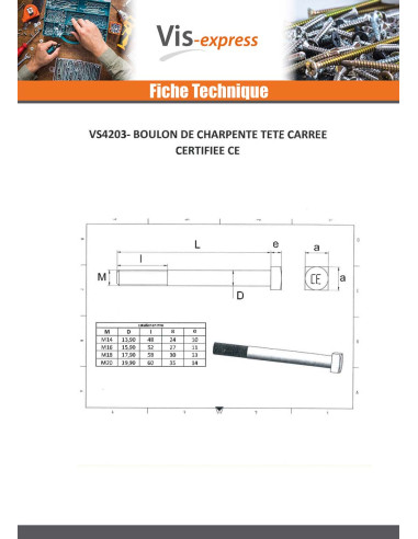 1 x Boulon (vendu avec Ecrou) Charpente M14X350...