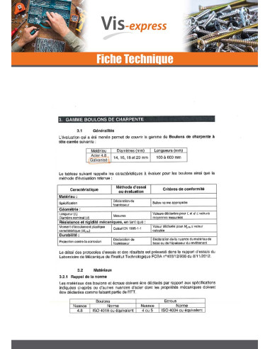 1 x Boulon (vendu avec Ecrou) Charpente M14X350...