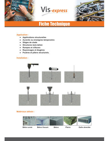1 x Vis béton Double Filetage TORX T8 10X140...