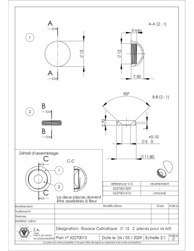 1 x Rosace ronde ou cache vis (1 rosace et 1...