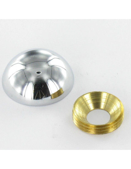 1 x Rosace ronde ou cache vis (1 rosace et 1 cuvette de vis) Laiton chrome Diamètre 15 Pour Vis M5