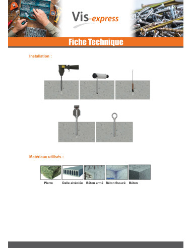 1 x Piton Béton 12X75 Acier zingué