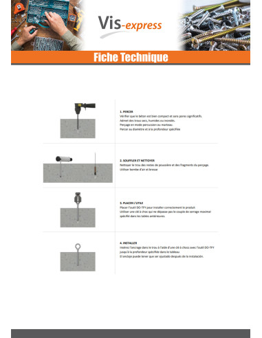 1 x Piton Béton 12X75 Acier zingué