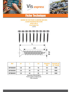 BDE 50 Vis pour plaque de plâtre Spax GIX-A 3.9X45 Acier... 2