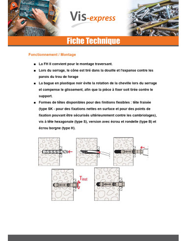 1 x Cheville Acier Fischer FH II 24/50 S